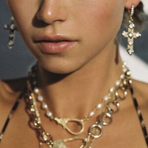 Vanessa Mooney Gold Angel Cross Earrings